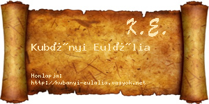 Kubányi Eulália névjegykártya